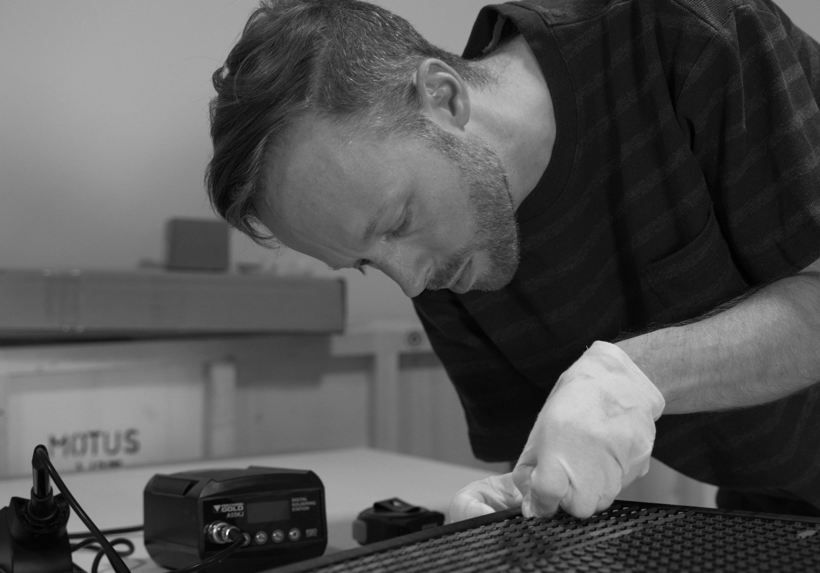 Owen McAteer at work on a Box of Digits display